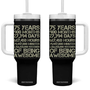 Vintage 75th Milestone Birthday Tumbler With Handle 75 Years Of Being Awesome TS12 One Size: 40 oz Black Print Your Wear