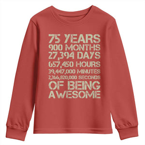 Vintage 75th Milestone Birthday Youth Sweatshirt 75 Years Of Being Awesome TS12 Red Print Your Wear