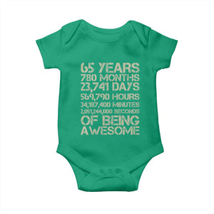 65th Milestone Birthday Gift Baby Onesie 65 Years Of Being Awesome TS12 Irish Green Print Your Wear