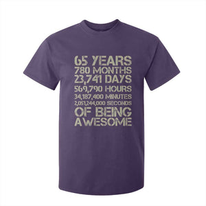 65th Milestone Birthday Gift T Shirt For Kid 65 Years Of Being Awesome TS12 Purple Print Your Wear