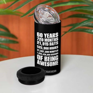 Cheers To 60 Years Birthday 4 in 1 Can Cooler Tumbler Sixty Years Of Awesome TS12 Print Your Wear