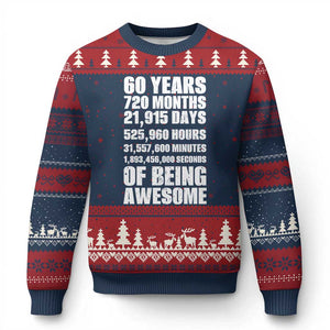 Cheers To 60 Years Birthday Ugly Christmas Sweater Sixty Years Of Awesome TS12 Navy Red Print Your Wear