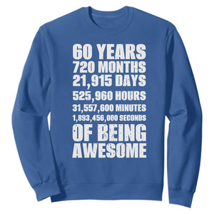 Cheers To 60 Years Birthday Sweatshirt Sixty Years Of Awesome TS12 Royal Blue Print Your Wear