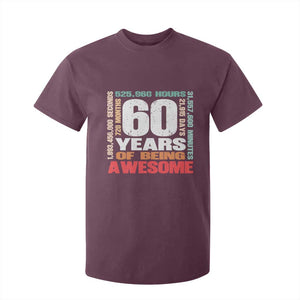Retro 60 Years Of Being Awesome T Shirt For Kid 60th Birthday Gift Idea TS12 Maroon Print Your Wear