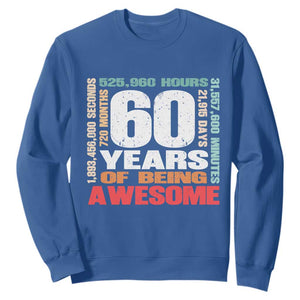 Retro 60 Years Of Being Awesome Sweatshirt 60th Birthday Gift Idea TS12 Royal Blue Print Your Wear