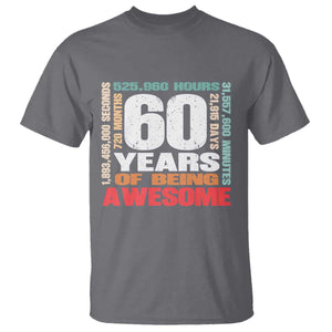 Retro 60 Years Of Being Awesome T Shirt 60th Birthday Gift Idea TS12 Charcoal Print Your Wear