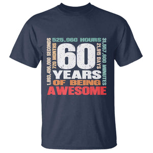 Retro 60 Years Of Being Awesome T Shirt 60th Birthday Gift Idea TS12 Navy Print Your Wear