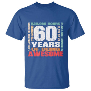 Retro 60 Years Of Being Awesome T Shirt 60th Birthday Gift Idea TS12 Royal Blue Print Your Wear