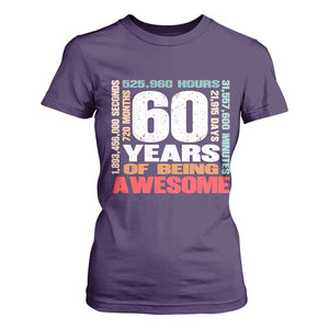 Retro 60 Years Of Being Awesome T Shirt For Women 60th Birthday Gift Idea TS12 Purple Print Your Wear