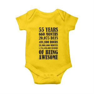 55th Milestone Birthday Baby Onesie 55 Years Of Being Awesome Graphic TS12 Daisy Print Your Wear