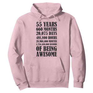 55th Milestone Birthday Hoodie 55 Years Of Being Awesome Graphic TS12 Light Pink Print Your Wear