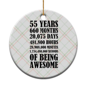 55th Milestone Birthday Ceramic Ornament 55 Years Of Being Awesome Graphic TS12 1pc Christmas Plaid Print Your Wear