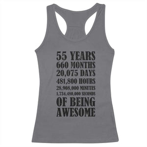 55th Milestone Birthday Racerback Tank Top 55 Years Of Being Awesome Graphic TS12 Charcoal Print Your Wear