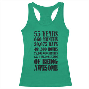 55th Milestone Birthday Racerback Tank Top 55 Years Of Being Awesome Graphic TS12 Irish Green Print Your Wear