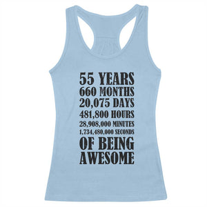 55th Milestone Birthday Racerback Tank Top 55 Years Of Being Awesome Graphic TS12 Light Blue Print Your Wear