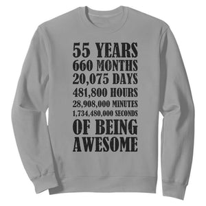 55th Milestone Birthday Sweatshirt 55 Years Of Being Awesome Graphic TS12 Sport Gray Print Your Wear