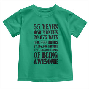 55th Milestone Birthday Toddler T Shirt 55 Years Of Being Awesome Graphic TS12 Irish Green Print Your Wear