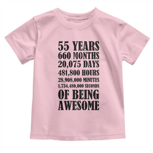 55th Milestone Birthday Toddler T Shirt 55 Years Of Being Awesome Graphic TS12 Light Pink Print Your Wear