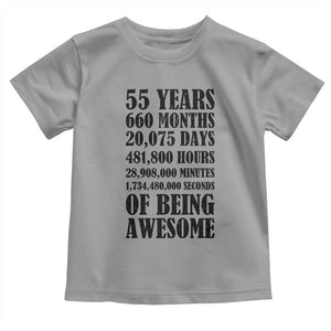 55th Milestone Birthday Toddler T Shirt 55 Years Of Being Awesome Graphic TS12 Sport Gray Print Your Wear