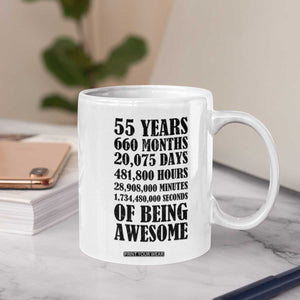 55th Milestone Birthday Coffee Mug 55 Years Of Being Awesome Graphic TS12 Print Your Wear