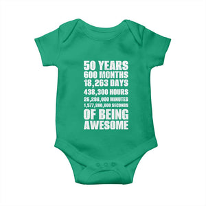 50 Years Of Being Awesome Baby Onesie 50th Birthday Gift Idea TS12 Irish Green Print Your Wear