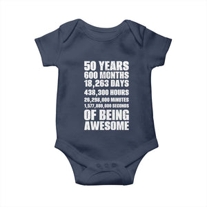 50 Years Of Being Awesome Baby Onesie 50th Birthday Gift Idea TS12 Navy Print Your Wear
