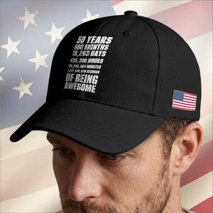 50 Years Of Being Awesome Baseball Cap 50th Birthday Gift Idea TS12 Print Your Wear