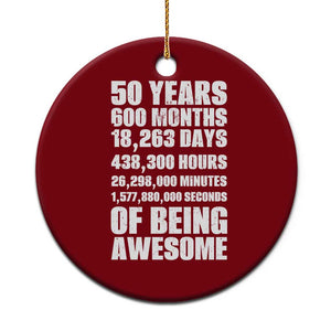 50 Years Of Being Awesome Ceramic Ornament 50th Birthday Gift Idea TS12 1pc Red Print Your Wear