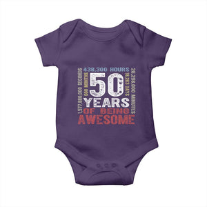 Vintage 50 Years Of Being Awesome Baby Onesie 50th Birthday Legend Gift Idea TS12 Purple Print Your Wear