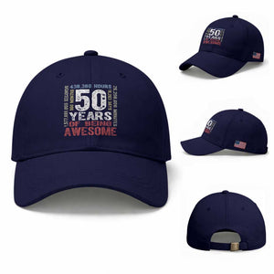 Vintage 50 Years Of Being Awesome Baseball Cap 50th Birthday Legend Gift Idea TS12 Baseball Cap Universal Fit Dark Blue Print Your Wear