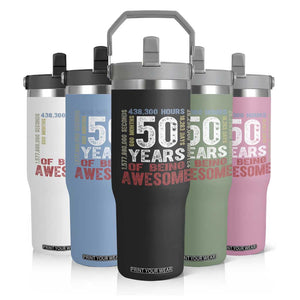 Vintage 50 Years Of Being Awesome Flip Straw Tumbler 50th Birthday Legend Gift Idea TS12 Print Your Wear