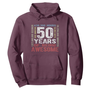 Vintage 50 Years Of Being Awesome Hoodie 50th Birthday Legend Gift Idea TS12 Maroon Print Your Wear