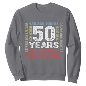 Vintage 50 Years Of Being Awesome Sweatshirt 50th Birthday Legend Gift Idea TS12 Charcoal Print Your Wear