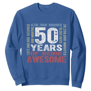 Vintage 50 Years Of Being Awesome Sweatshirt 50th Birthday Legend Gift Idea TS12 Royal Blue Print Your Wear
