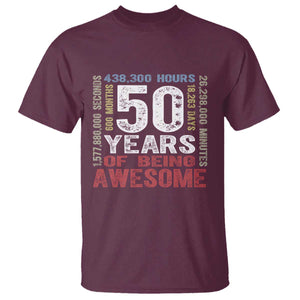 Vintage 50 Years Of Being Awesome T Shirt 50th Birthday Legend Gift Idea TS12 Maroon Print Your Wear