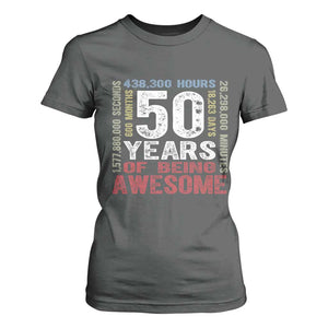 Vintage 50 Years Of Being Awesome T Shirt For Women 50th Birthday Legend Gift Idea TS12 Dark Heather Print Your Wear