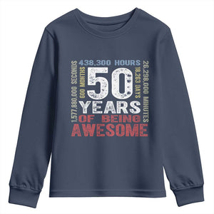 Vintage 50 Years Of Being Awesome Youth Sweatshirt 50th Birthday Legend Gift Idea TS12 Navy Print Your Wear