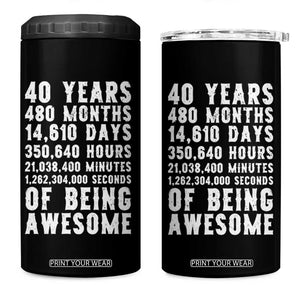 40 Years of Being Awesome 4 in 1 Can Cooler Tumbler Vintage 1986 Fortieth Birthday Graphic TS12 One Size: 16 oz Black Print Your Wear