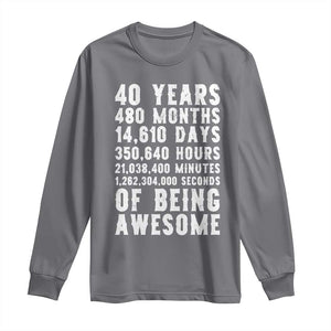 40 Years of Being Awesome Long Sleeve Shirt Vintage 1986 Fortieth Birthday Graphic TS12 Charcoal Print Your Wear