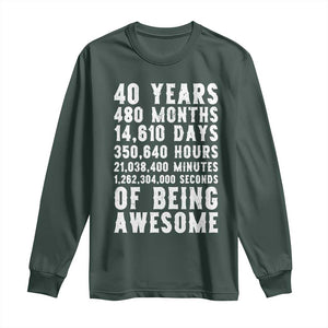 40 Years of Being Awesome Long Sleeve Shirt Vintage 1986 Fortieth Birthday Graphic TS12 Dark Forest Green Print Your Wear