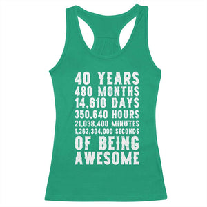 40 Years of Being Awesome Racerback Tank Top Vintage 1986 Fortieth Birthday Graphic TS12 Irish Green Print Your Wear
