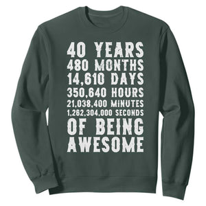 40 Years of Being Awesome Sweatshirt Vintage 1986 Fortieth Birthday Graphic TS12 Dark Forest Green Print Your Wear