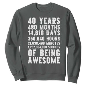 40 Years of Being Awesome Sweatshirt Vintage 1986 Fortieth Birthday Graphic TS12 Dark Heather Print Your Wear