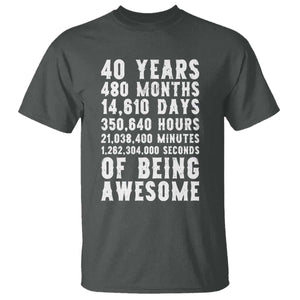 40 Years of Being Awesome T Shirt Vintage 1986 Fortieth Birthday Graphic TS12 Dark Heather Print Your Wear