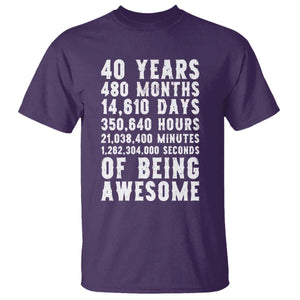 40 Years of Being Awesome T Shirt Vintage 1986 Fortieth Birthday Graphic TS12 Purple Print Your Wear