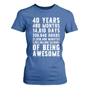 40 Years of Being Awesome T Shirt For Women Vintage 1986 Fortieth Birthday Graphic TS12 Royal Blue Print Your Wear