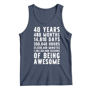 40 Years of Being Awesome Tank Top Vintage 1986 Fortieth Birthday Graphic TS12 Navy Print Your Wear