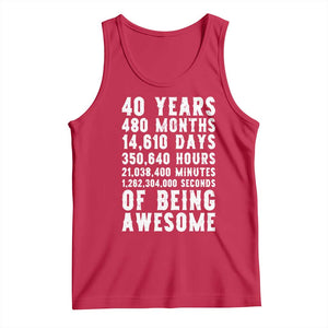 40 Years of Being Awesome Tank Top Vintage 1986 Fortieth Birthday Graphic TS12 Red Print Your Wear