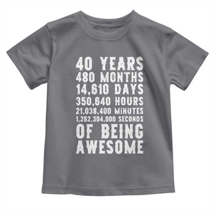 40 Years of Being Awesome Toddler T Shirt Vintage 1986 Fortieth Birthday Graphic TS12 Charcoal Print Your Wear