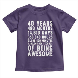 40 Years of Being Awesome Toddler T Shirt Vintage 1986 Fortieth Birthday Graphic TS12 Purple Print Your Wear